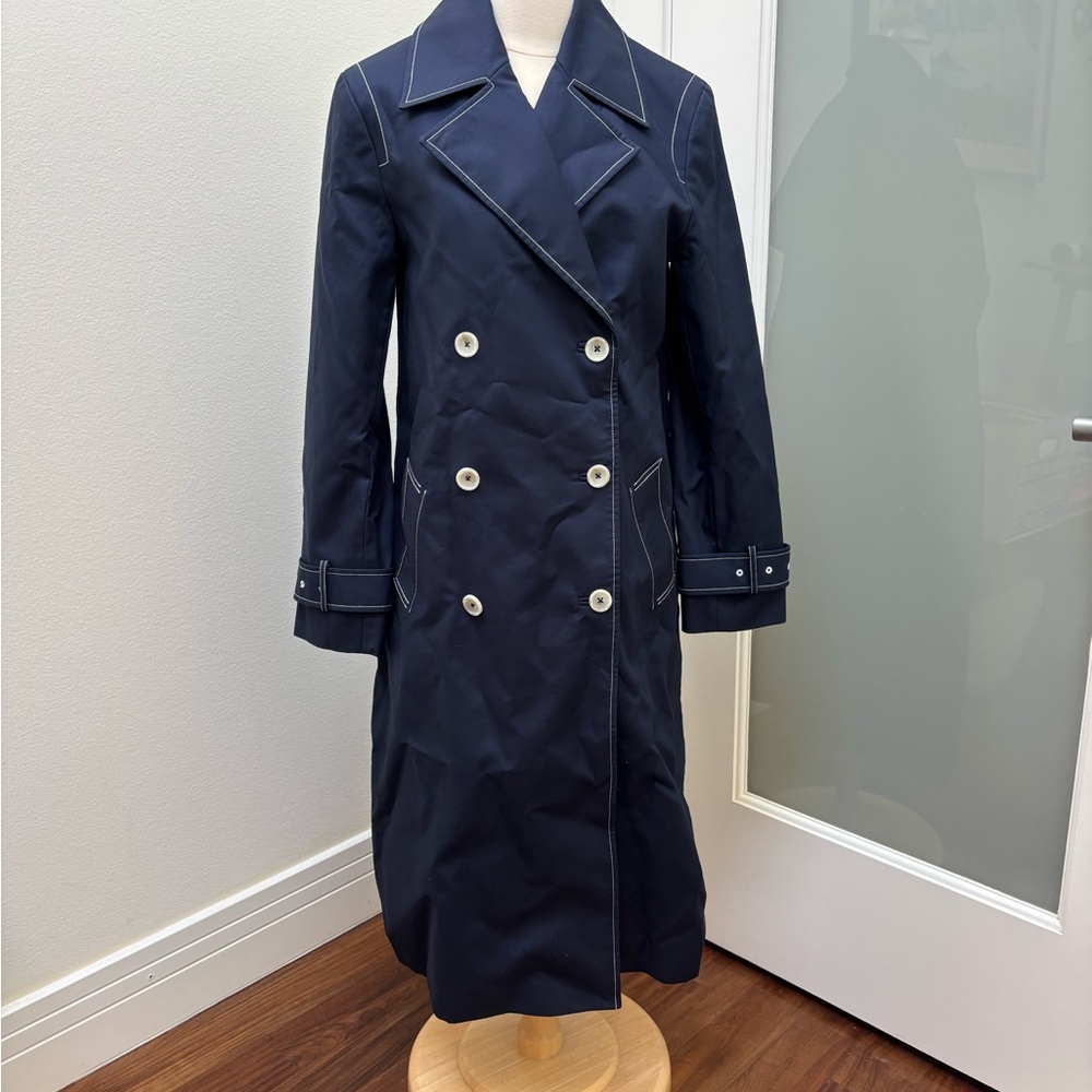 Boden Dark Blue Trench Coat with Light Accents
